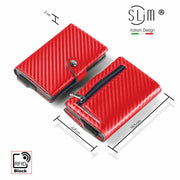 Porta Carte Carbon Rosso con zip pelle PU